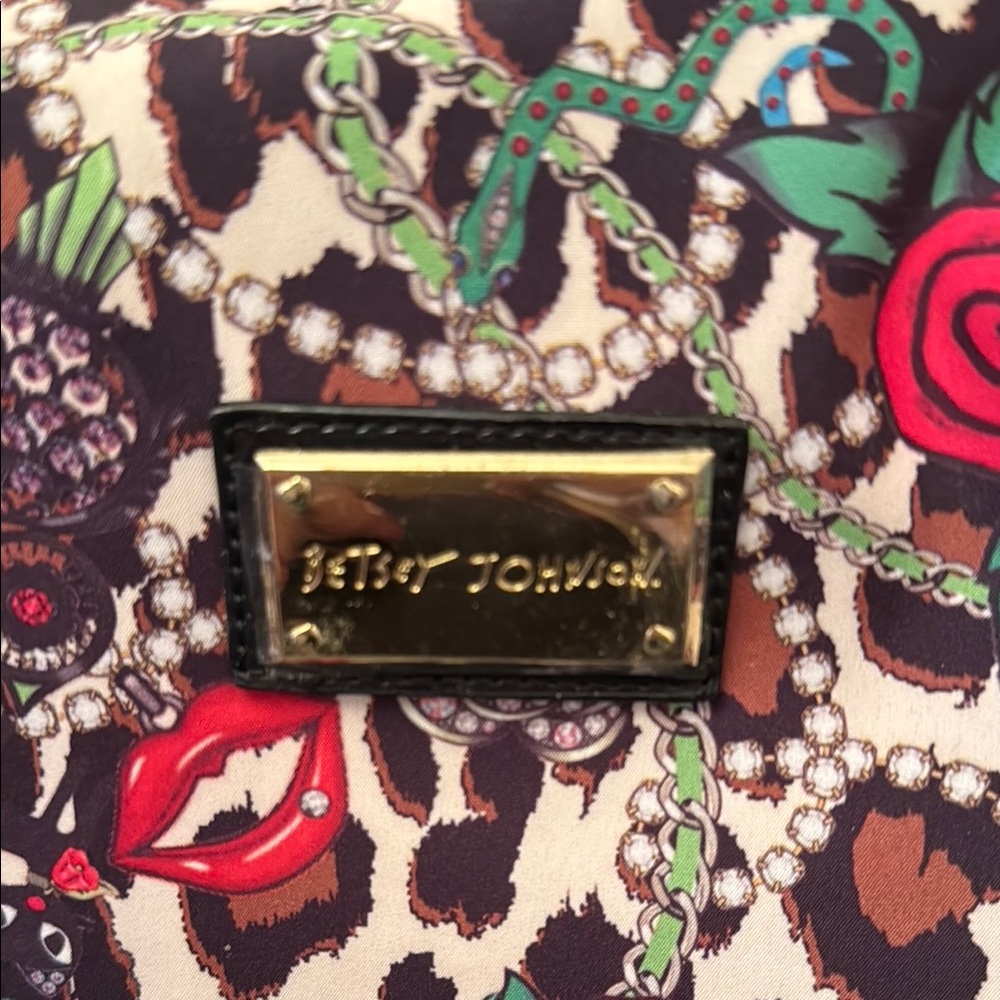 Betsey Johnson Red and Green Floral Cosmetic Bag - Picture 2 of 7